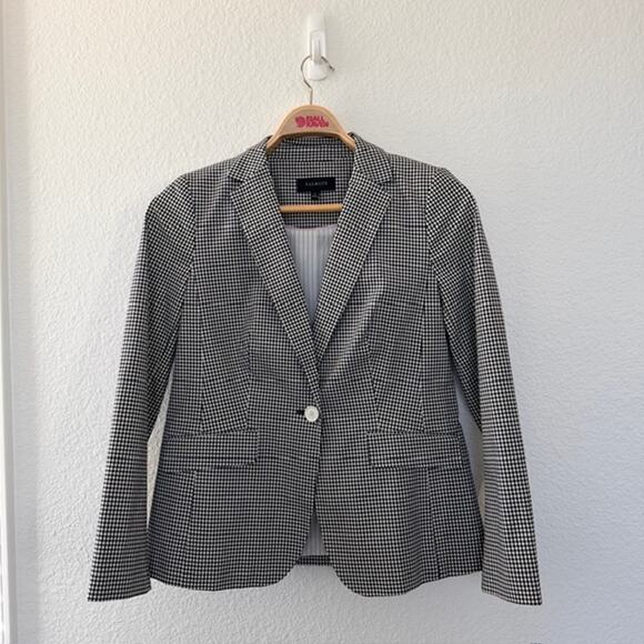 Talbots Gingham Single Button Blazer Black/White Pockets Vent Lined Women's 6 - Picture 2 of 13